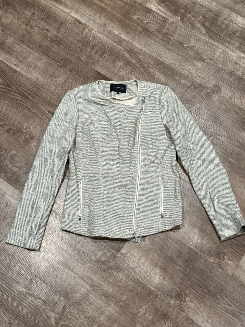 Lafayette 148 women’s tweed pattern olive green jacket size 8